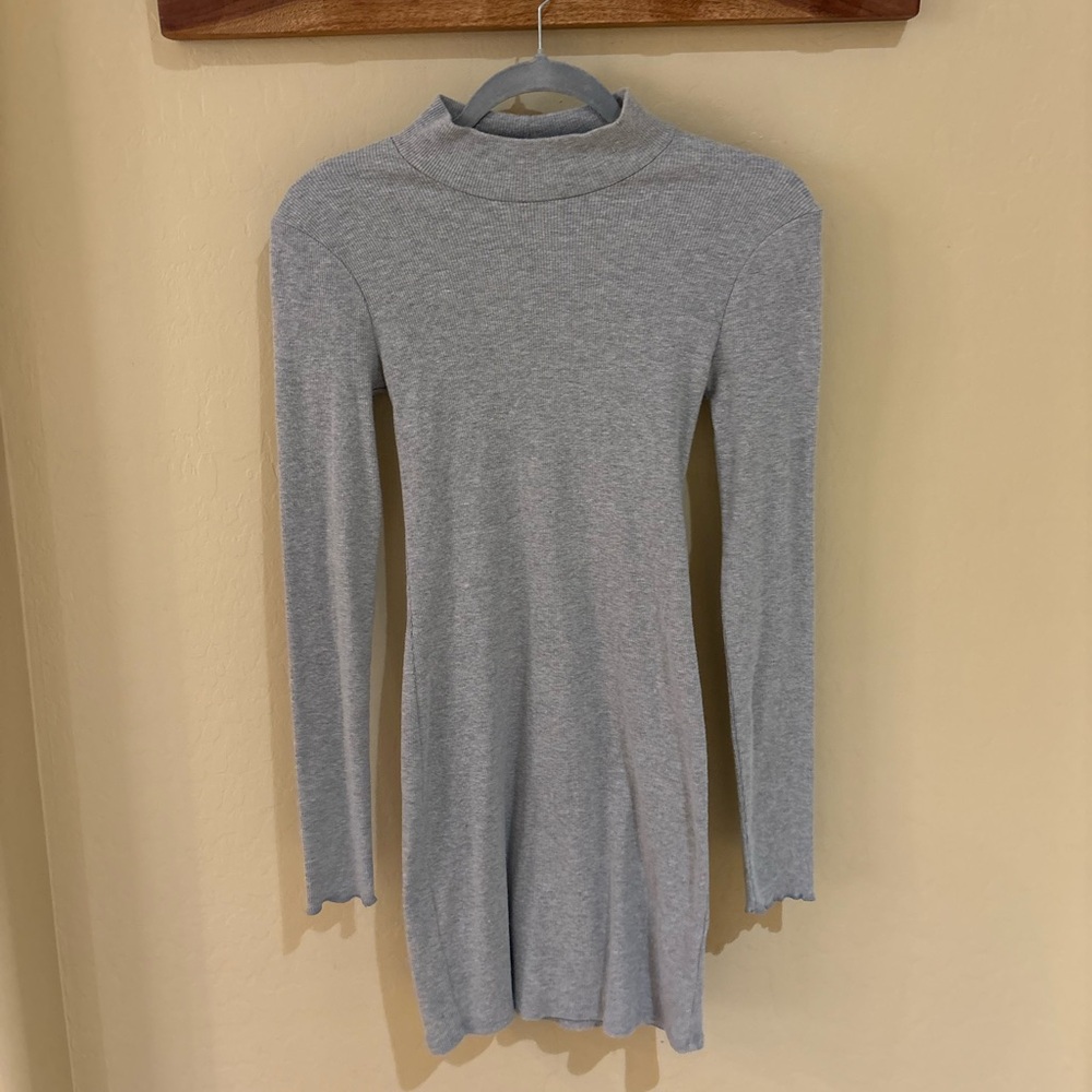 Abercrombie & Fitch Grey Ribbed Mock Neck Dress • Size XS